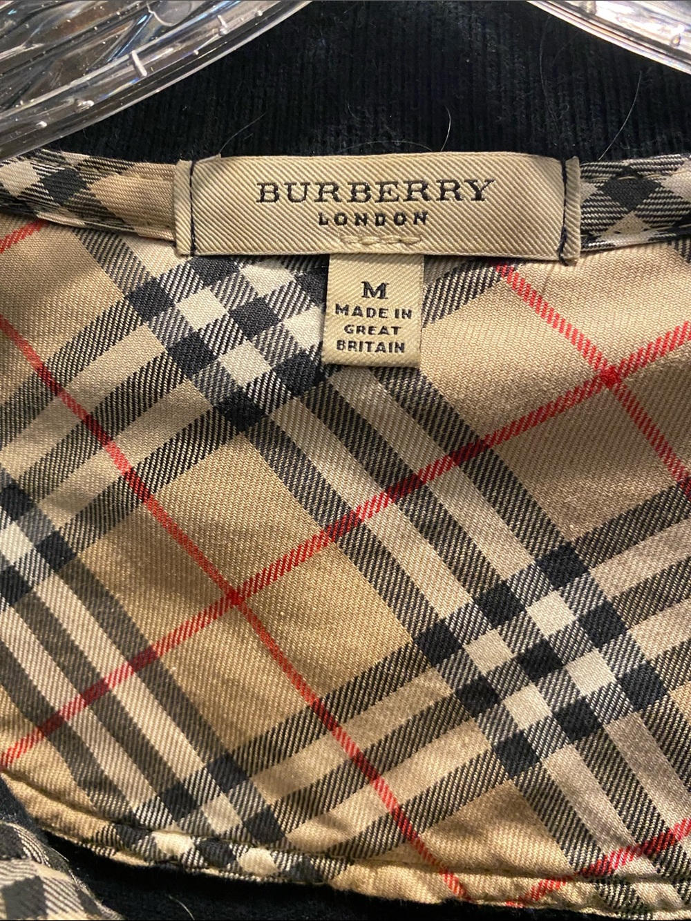 Burberry Black Long Sleeve Polo with Check Trim - Picture 4 of 7